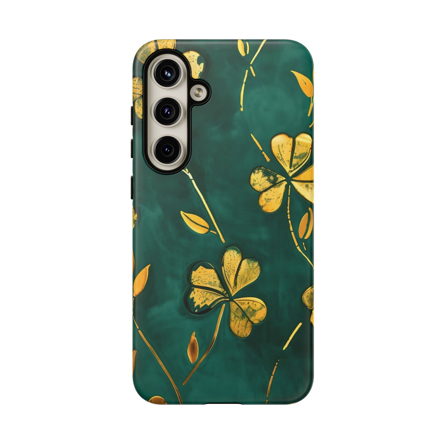 Floral Phone Case with Gold Accents, Tough Phone Cover, Stylish Phone Protector, Unique Gift for Her, Nature Lover Accessory