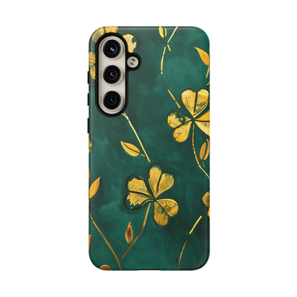 Floral Phone Case with Gold Accents, Tough Phone Cover, Stylish Phone Protector, Unique Gift for Her, Nature Lover Accessory