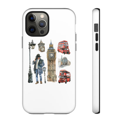 London Iconic Design Phone Case, Tough Cases, Gift for Travelers, London Souvenir, London Icons, Red Bus Phone Case