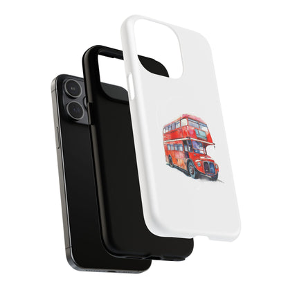 Vintage Double-Decker Bus Phone Case, Tough Magnetic Cases, Unique Mobile Cover, Gifts for Travelers, London-Themed Accessories