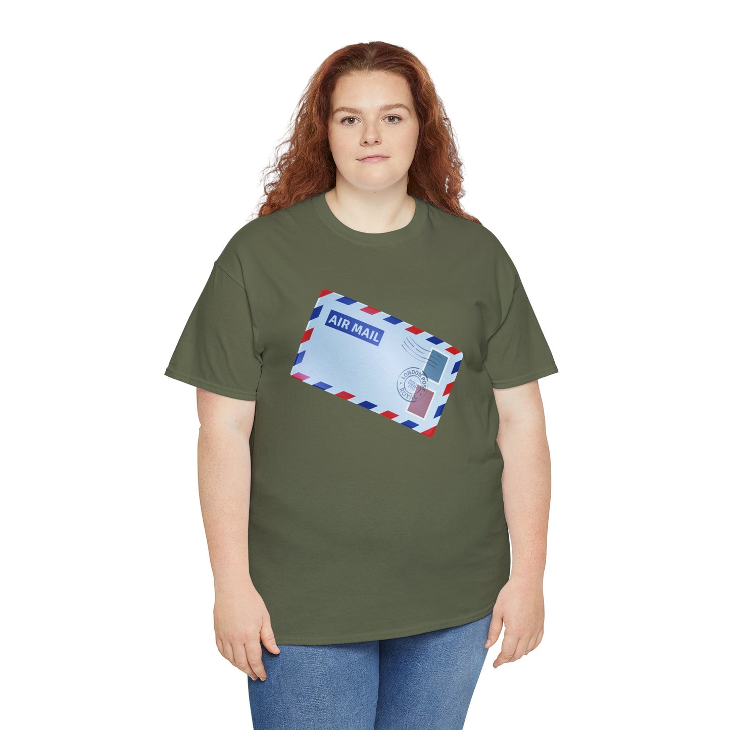 Unisex Heavy Cotton Tee - Vintage British Air Mail - Classic Postal Design