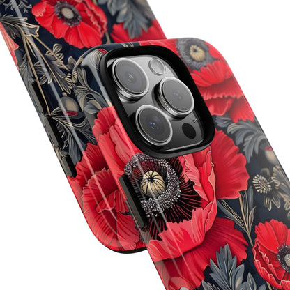Floral Phone Case with Artistic Poppies, Tough Cases, Flower Design, Nature Lover Gift, Customizable Mobile Cover, Stylish Phone Accessories
