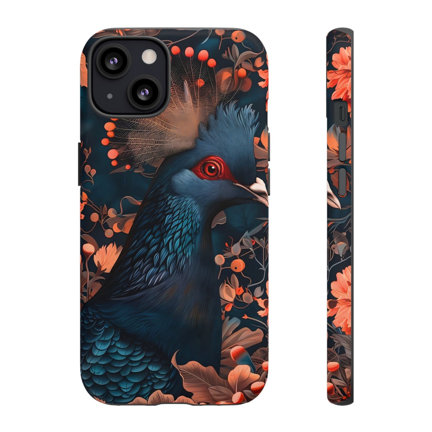 Vibrant Phone Case with Floral Peacock Design - Tough Cases, Artistic Phone Cover, Unique Gift for Nature Lovers, Stand Out Tech Accessory