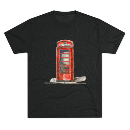Iconic British Public Telephone - Classic Red Phone Box Unisex Tri-Blend Crew Tee