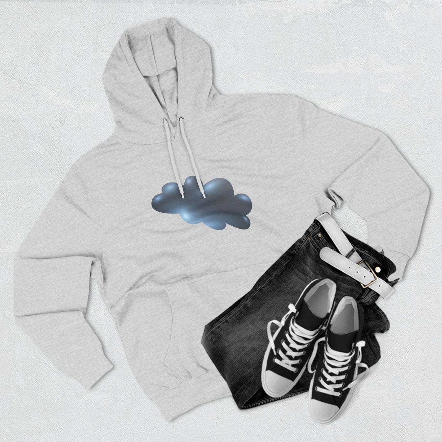 Three-Panel Fleece Hoodie - Serene Cloudscape - Dreamy Cloud Design