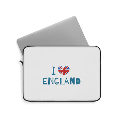 I Love England Laptop Sleeve, Cute England Gift, British Flag Tech Case, Travel Accessory, College Student Laptop Bag