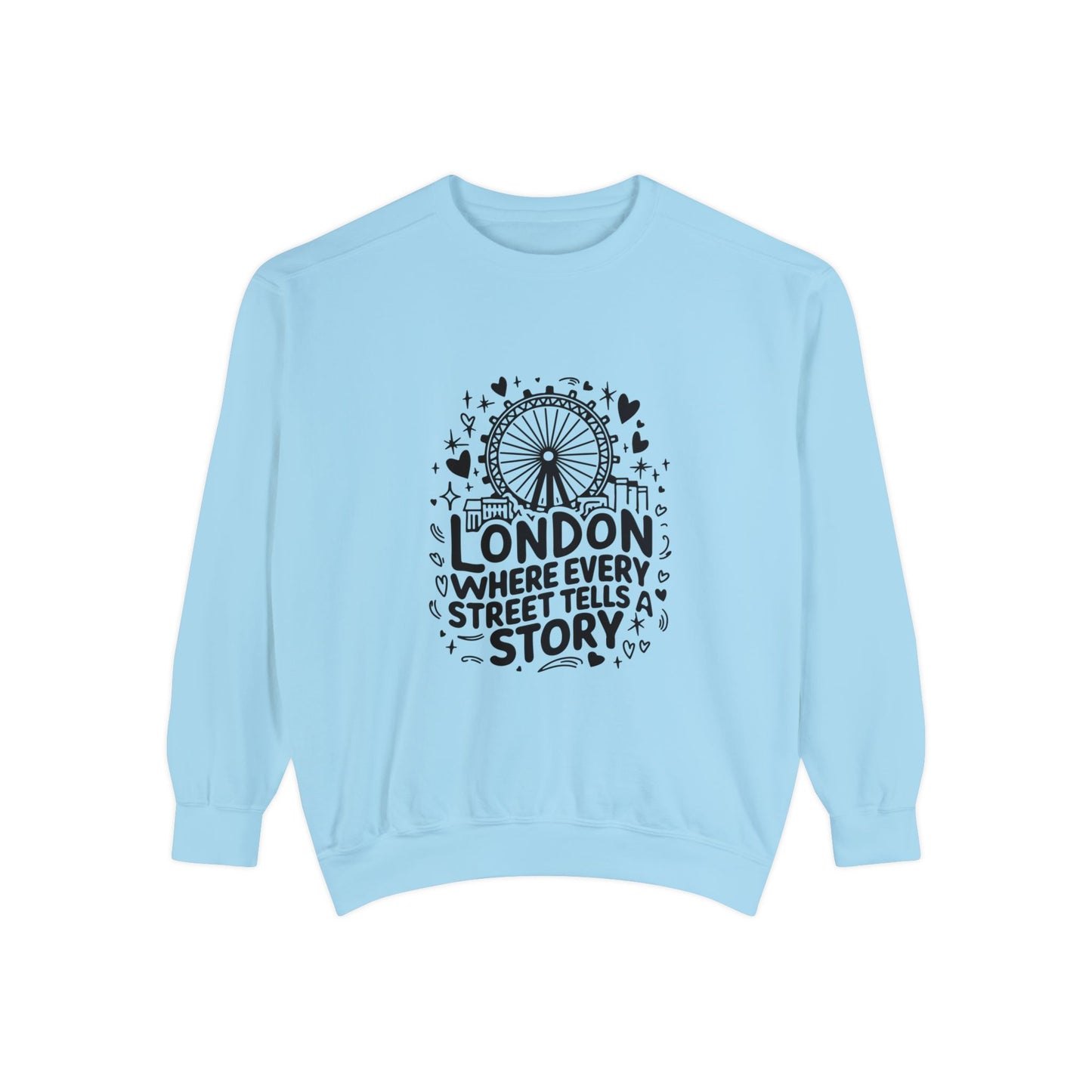 Unisex Garment-Dyed Sweatshirt Lightweight - London's story telling Streets