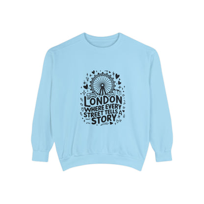 Unisex Garment-Dyed Sweatshirt Lightweight - London's story telling Streets