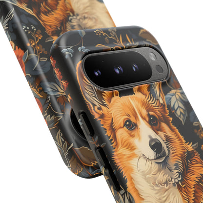 Corgi Floral Phone Case - Tough Cases for Dog Lovers, Cute Pet Accessories, Gift for Dog Owners, Floral Design, Personalized Tech Cover