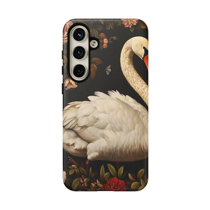Elegant Swan Phone Case, Floral iPhone Cover, Tough Phone Case, Gift for Her, Nature Lover, Mother's Day, Birthday
