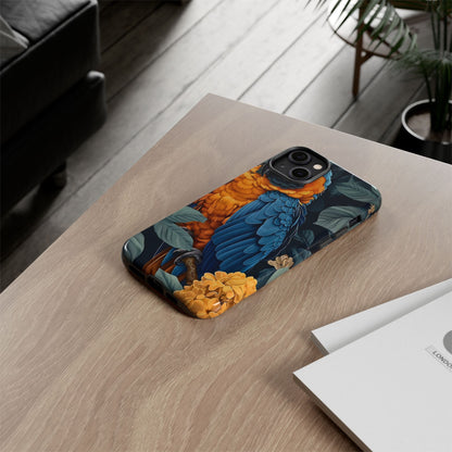 Tropical Parrot Phone Case - Tough Cases, Colorful Phone Cover, Nature Lover Gift, Floral Design, Bird Lover Accessory