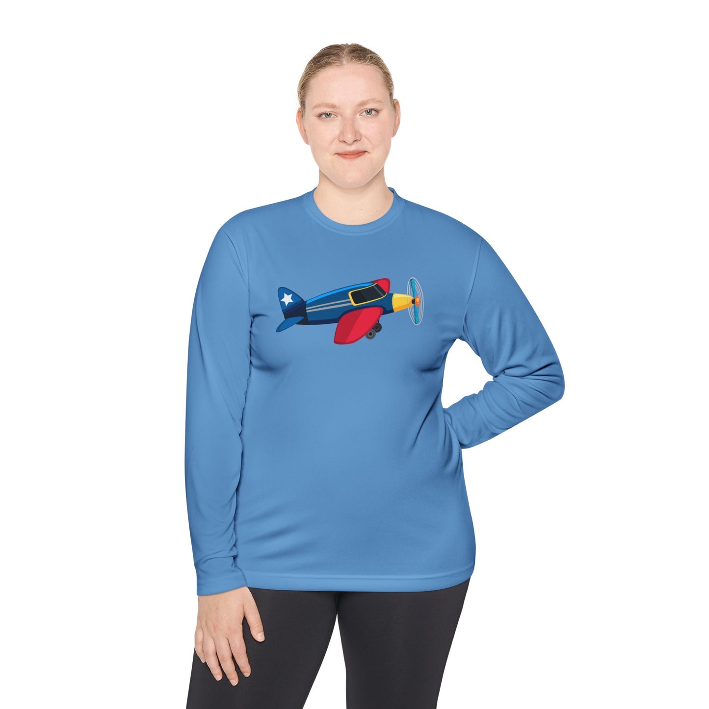 Unisex Long Sleeve Tee - Playful Airplane for Adventurers - Vintage Airplane Illustration