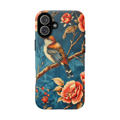 Bird & Floral Phone Case, Tough Cases for Nature Lovers, Gift for Her, Customizable Design, Vibrant Tech Accessories