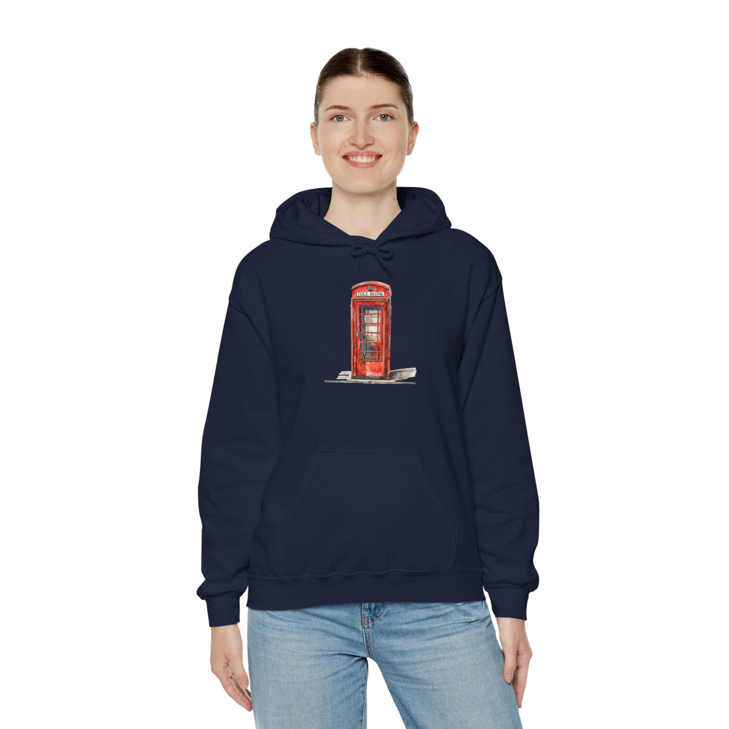 Unisex Heavy Blend™ Hooded Sweatshirt - Iconic British Public Telephone - Classic Red Phone Box Design