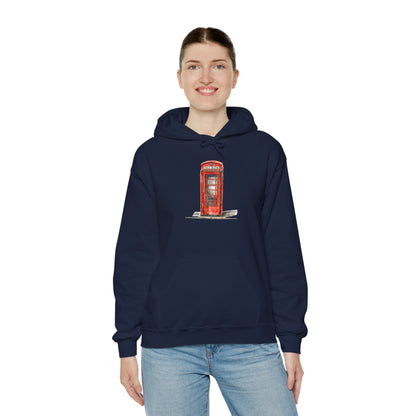 Unisex Heavy Blend™ Hooded Sweatshirt - Iconic British Public Telephone - Classic Red Phone Box Design