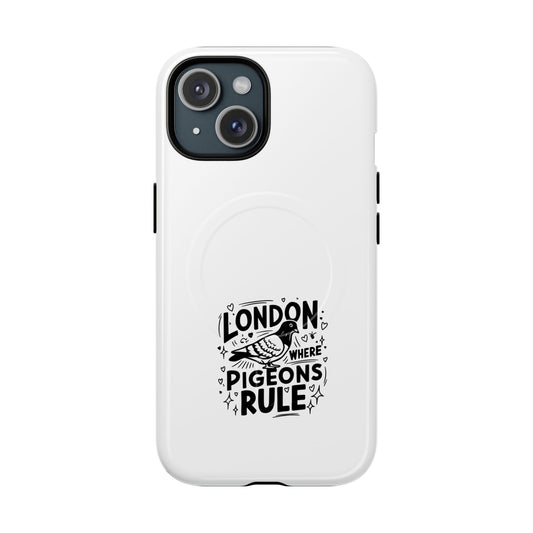 London Pigeon Rule Magnetic Phone Case, Tough Phone Cover, Gift for London Lovers, Unique Phone Accessories, Stylish Protection