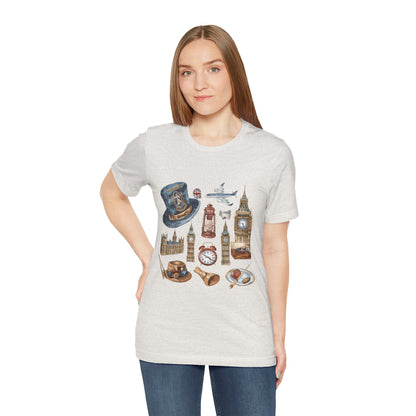 Unisex Jersey Short Sleeve Tee - Nostalgic England: Vintage Symbols & Icons
