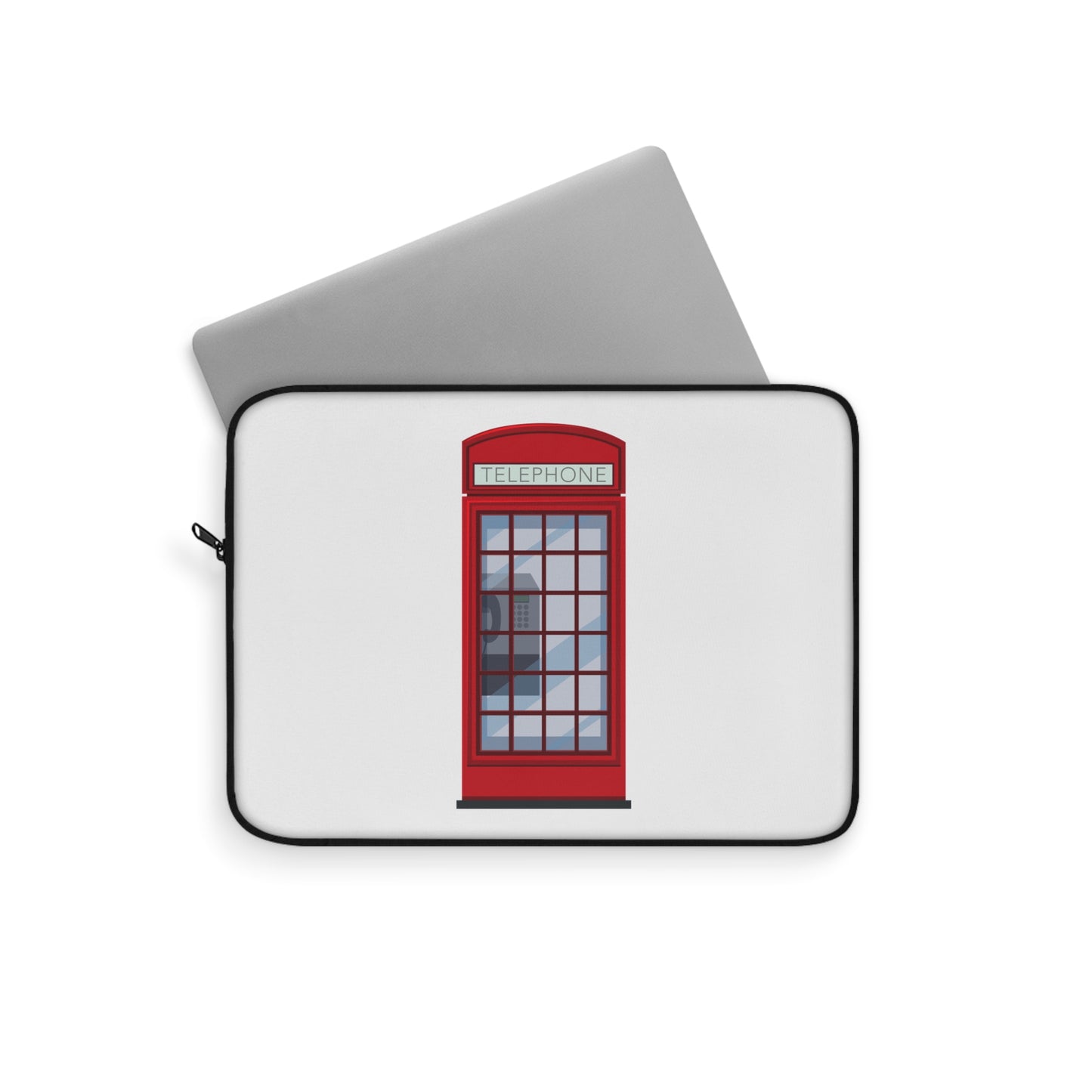 London Phone Booth Laptop Sleeve, Red Vintage Design, Perfect for Students and Travelers, Great Gift for Tech Lovers, Computer Bag