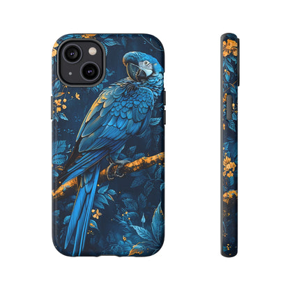 Tough Cases - Vibrant Blue Parrot Phone Case, Tropical Bird Phone Cover, Nature Lover Gift, Eco-Friendly Accessories, Unique Wildlife Decor