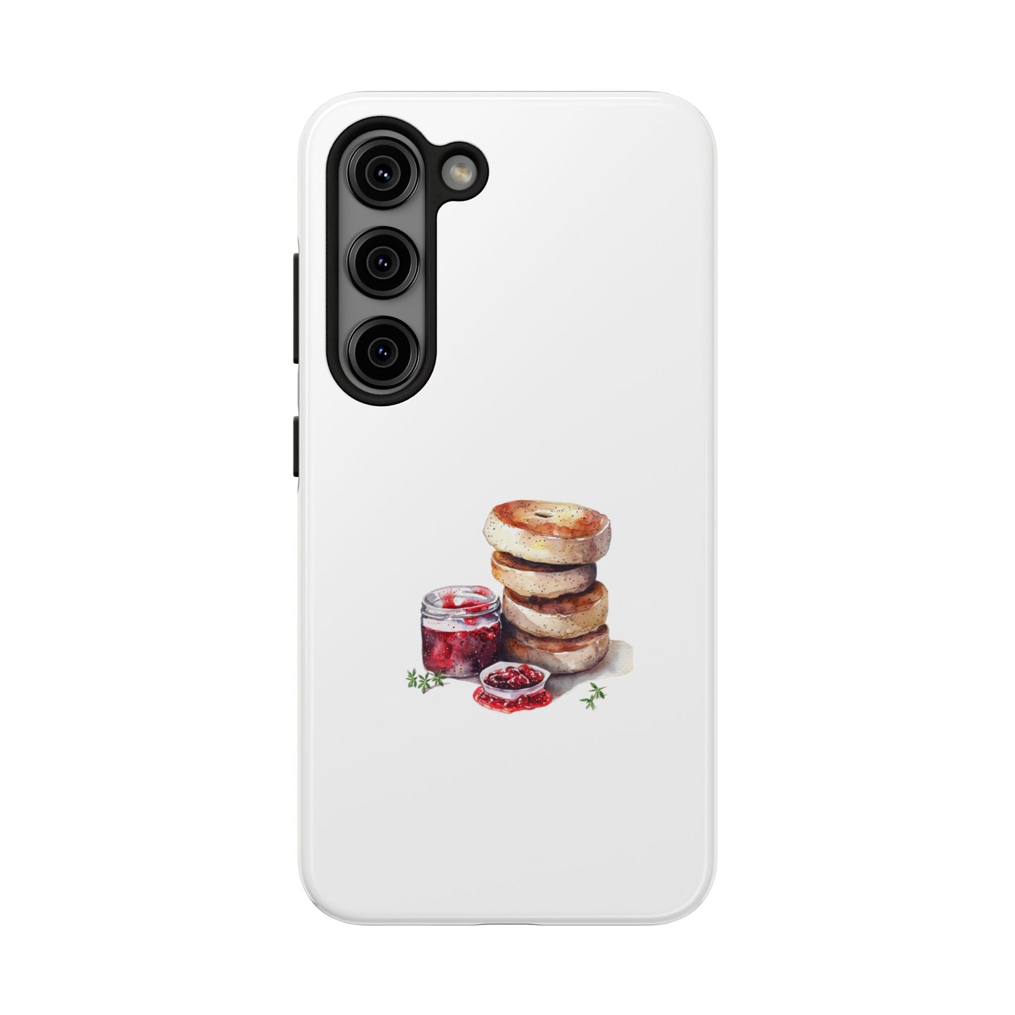 Artistic Bagel & Jam Phone Case - Tough, Durable Design for Food Lovers