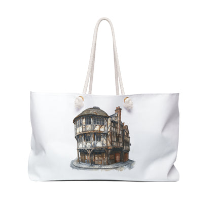 Charming Weekender Bag with Vintage Architecture Design, Travel Tote, Overnight Bag, Gift for Travelers, Handbag for Getaways
