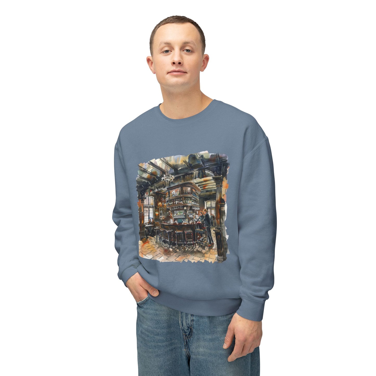 Unisex Lightweight Crewneck Sweatshirt Classy - Cozy British Pub