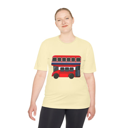 Unisex Moisture Wicking Tee - Iconic Red Bus Illustration Wall Decor