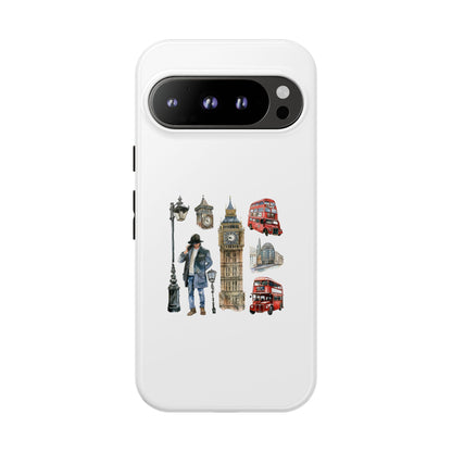 London-Themed Tough Phone Case with Iconic Red Buses