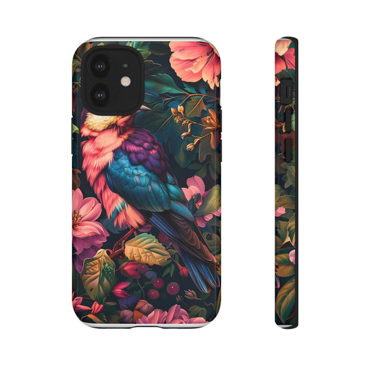 Tough Cases: Vibrant Tropical Bird Phone Case, Floral Smartphone Cover, Nature Lover Gift, Boho Phone Accessory, Cute Bird Case