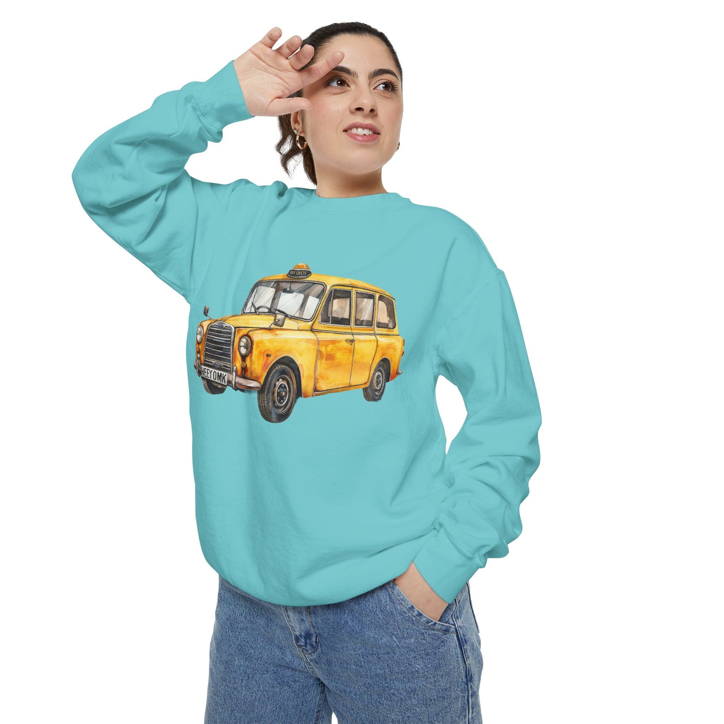 Unisex Garment-Dyed Sweatshirt - Trendy British Vintage Car
