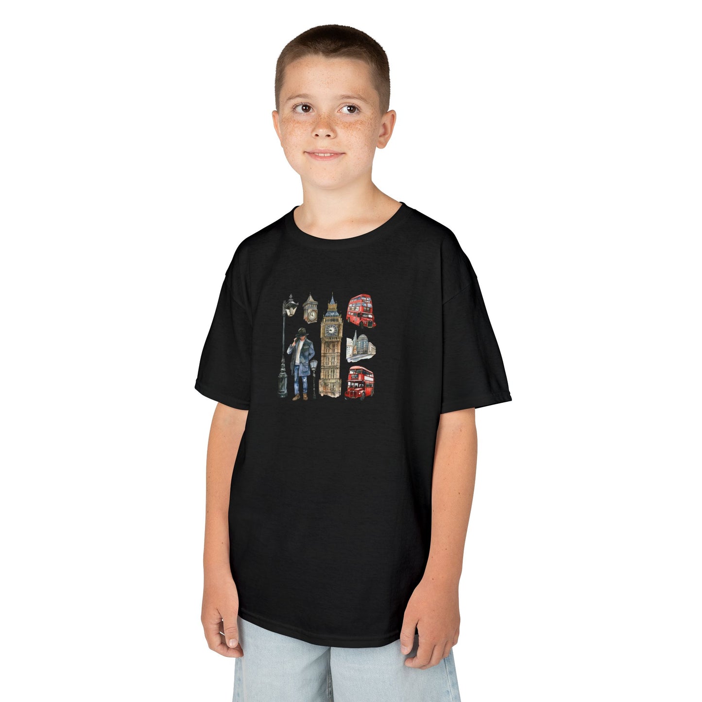 Kids  Tee –  British Landmarks and Symbols Art Design - Fun Cityscape Design for Young Explorers