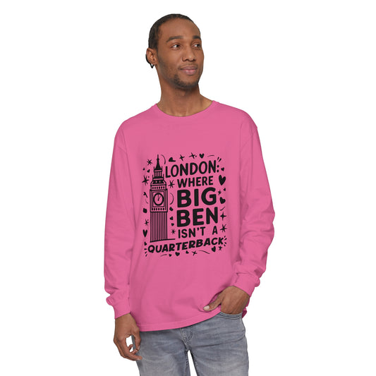 Unisex Garment-dyed Long Sleeve T-Shirt - London's Dream