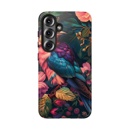 Vibrant Phone Case, Tropical Bird Design, Tough Phone Cover, Floral Tech Accessory, Gift for Nature Lovers