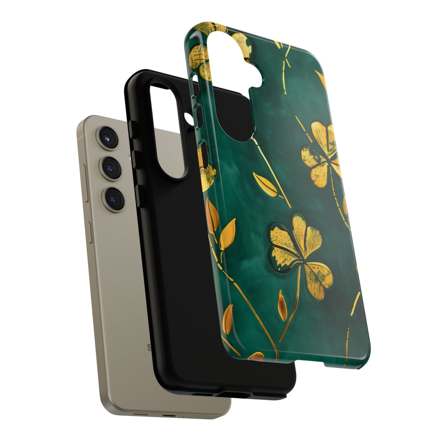 Floral Phone Case with Gold Accents, Tough Phone Cover, Stylish Phone Protector, Unique Gift for Her, Nature Lover Accessory