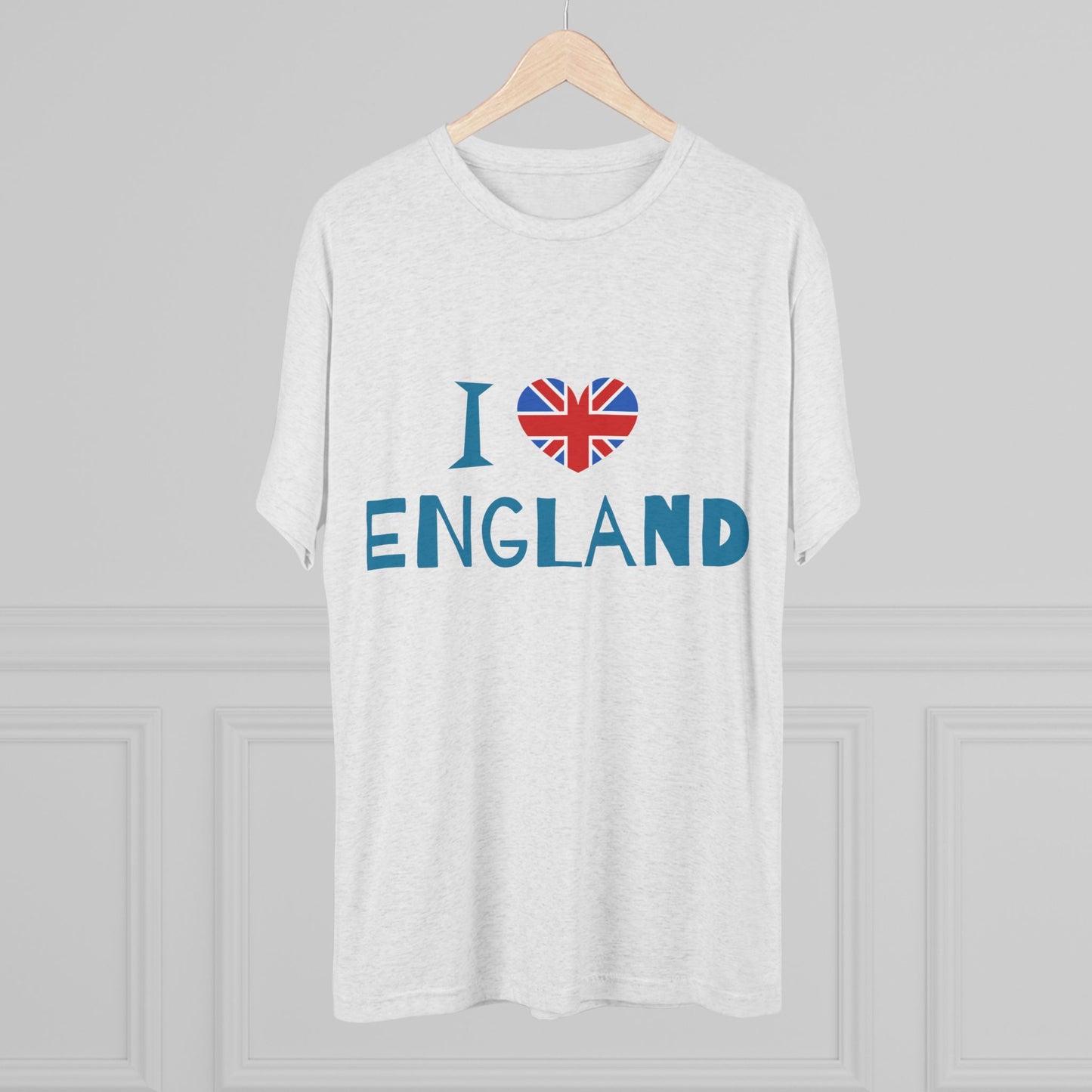 I Love England - Union Jack Heart Trendy Unisex Tri-Blend Crew Tee