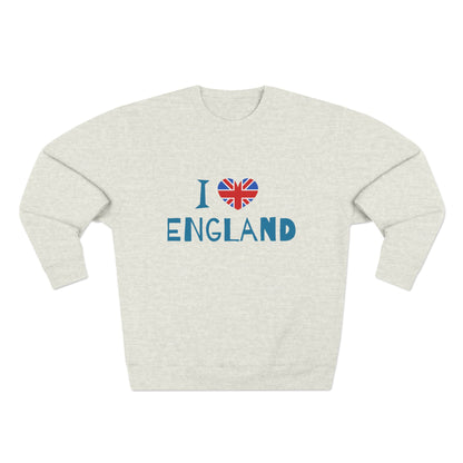 Unisex Crewneck Sweatshirt - I Love England - Union Jack Heart Design
