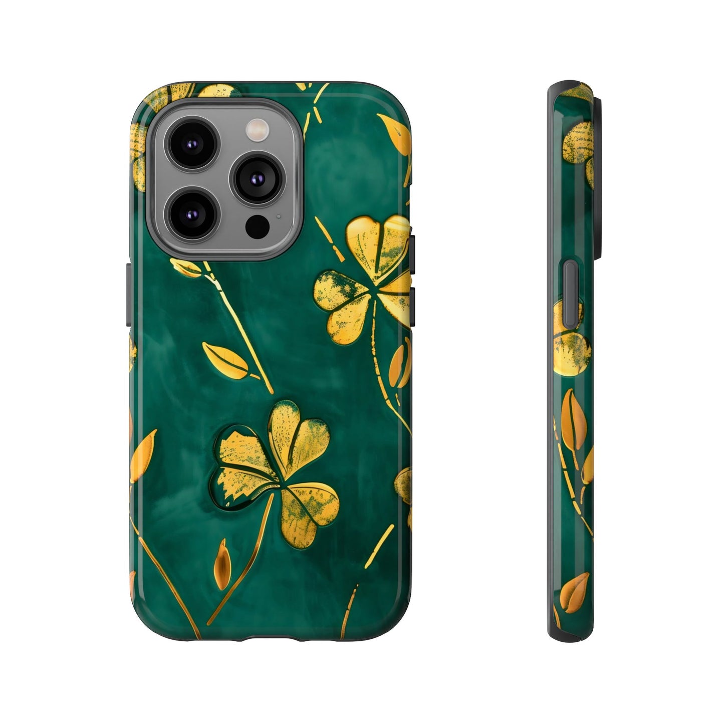 Floral Phone Case with Gold Accents, Tough Phone Cover, Stylish Phone Protector, Unique Gift for Her, Nature Lover Accessory