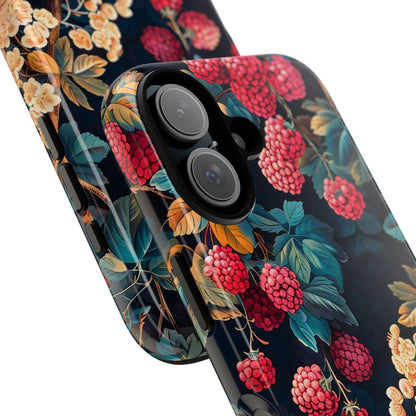 Floral Phone Case with Berry Design, Durable Phone Cover, Floral Print, Gift for Plant Lovers, Nature-Inspired Accessory