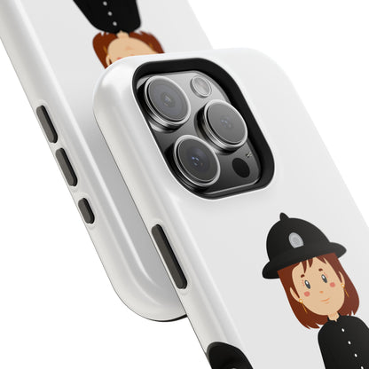 Cute Police Officer Magnetic Tough Case for iPhone, Gift for Police Lovers, Kid's Phone Case, Durable Protector, Fun Design