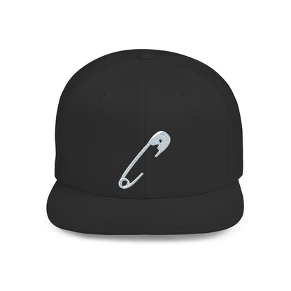 Silver Safety Pin Art Flat Bill Snapback