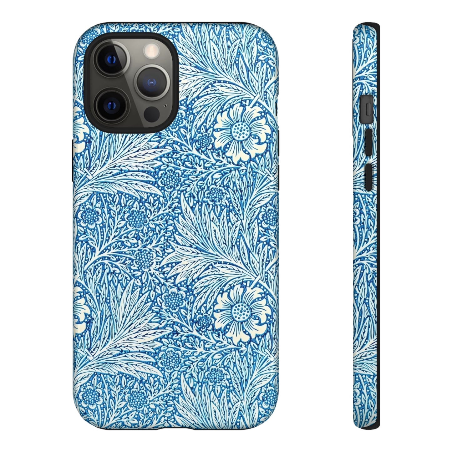 Stylish Phone Case, Tough Floral Phone Cover, Fashionable Tech Accessory, Gift for Her, Blue Flower Design