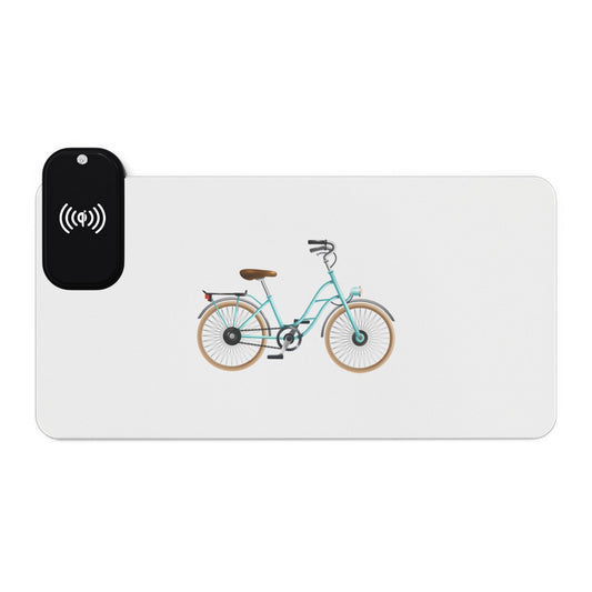 Vintage Bicycle - LED Gaming Mouse Pad with Wireless Charging, Perfect for Gamers, Desk Accessories, Tech Gifts, Home Office Essentials, Gaming Setup