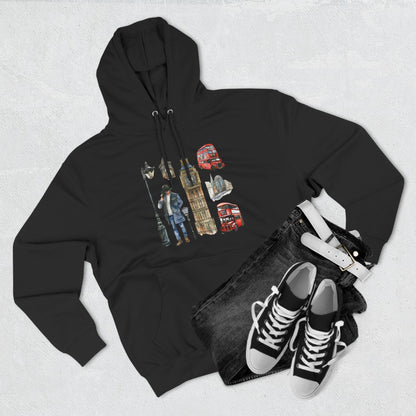 Three-Panel Fleece Hoodie - Icons of England - From Big Ben to Red Buses