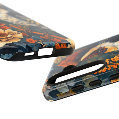 Tough Cases: Floral Bird Phone Case, Vintage Style Cover, Nature Lover Gift, Botanical Design, Spring Inspire Fashion