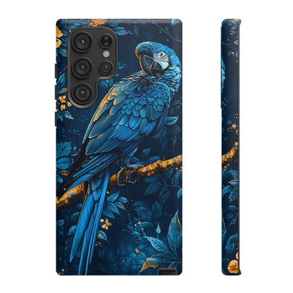 Tough Cases - Vibrant Blue Parrot Phone Case, Tropical Bird Phone Cover, Nature Lover Gift, Eco-Friendly Accessories, Unique Wildlife Decor