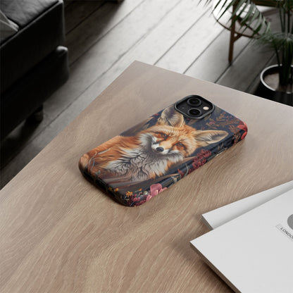 Fox Floral Phone Case, Tough Cases for Animal Lovers, Nature Themed Gift, Cute Phone Cover, Wild Fox Protector