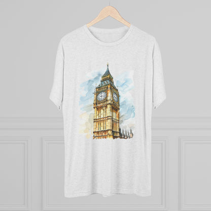 Iconic Big Ben Clock Tower Soft  Unisex Tri-Blend Crew Tee