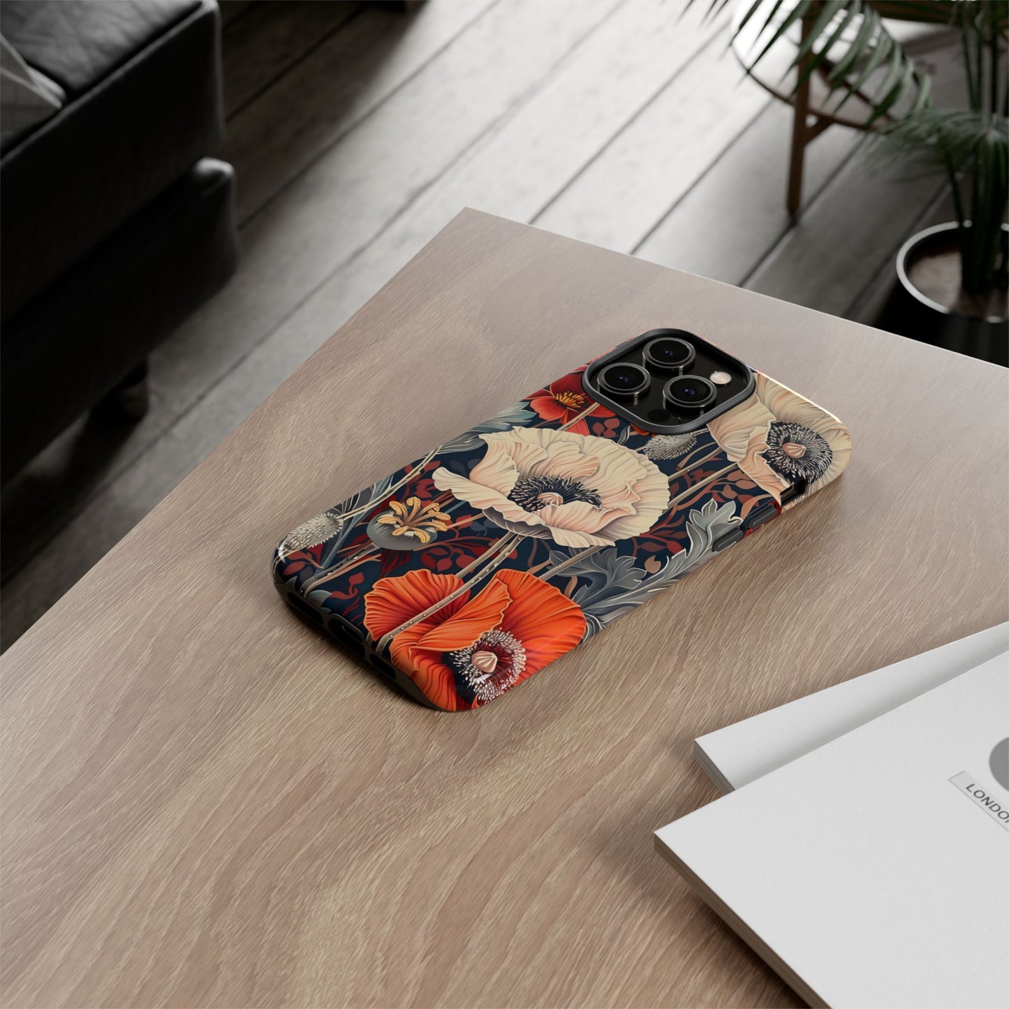 Floral iPhone Case, Tough Phone Cover, Artistic Protection, Flower Design, Unique Gift for Her, Phone Accessory, Trendy Tech