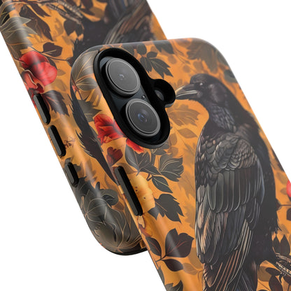 Raven Floral Phone Case - Tough Cases, Blackbird Decor, Gift for Nature Lovers, Bird Themed Accessories, Unique Phone Cover
