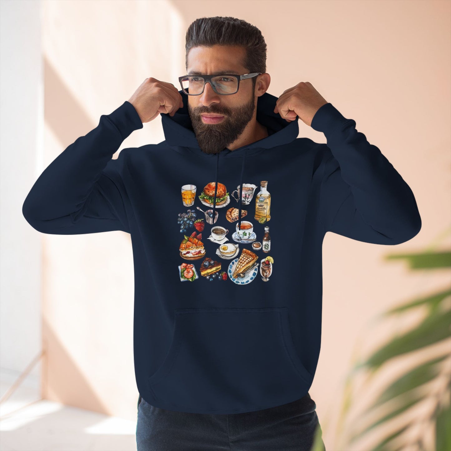 Vintage England Icons Trendy Three-Panel Fleece Hoodie